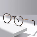 New Trendy Round Frame Metal Temple Glasses Plat Lenses Spring Hinge Optical Eyewear Women Men 2024