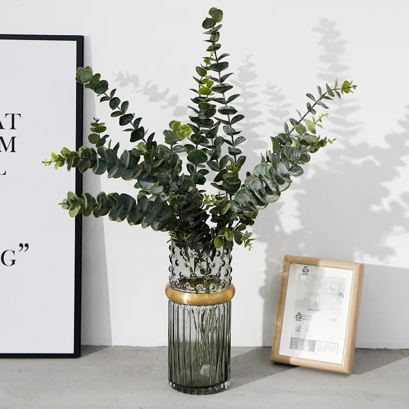 M271 Artificial Eucalyptus Leaves Faux Branches 3 Forks Eucalyptus Stems Decor for Wedding Centerpiece Flower Floral Arrangement
