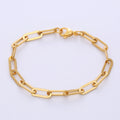 Tarnish Free Waterproof Jewelry Stainless Steel Gold 18k Paper Clip Chain Bracelet