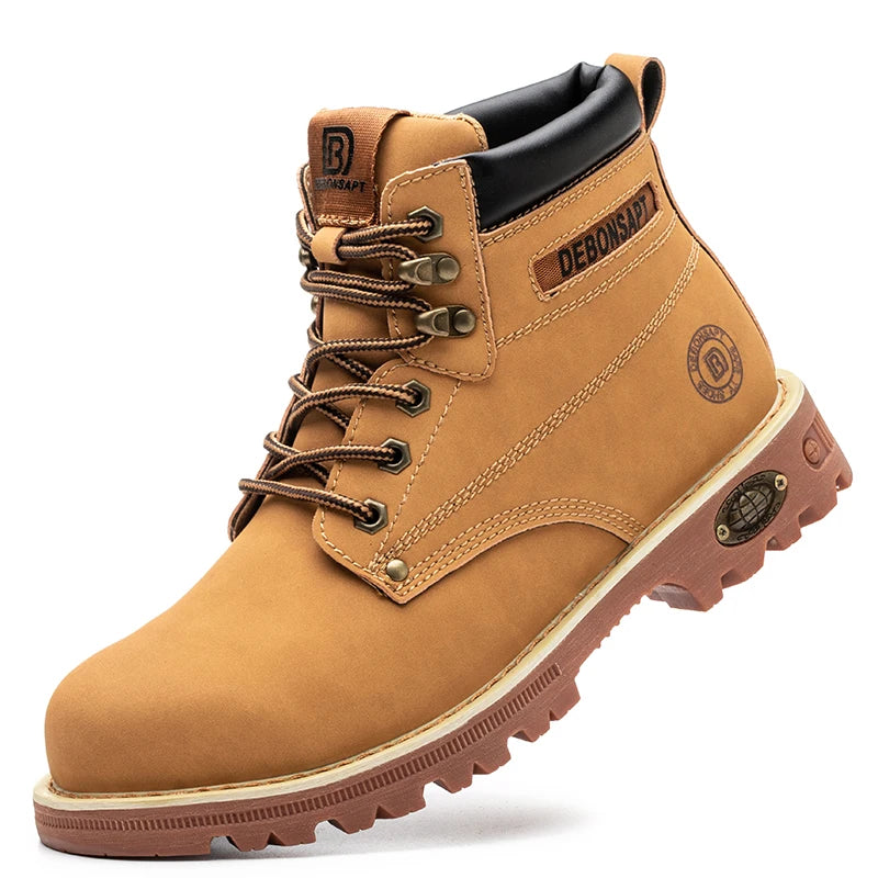 Leather Comfortable Waterproof Anti-smash Anti-puncture Cowboy Boots Industrial Construction Safety Boots Work Boots