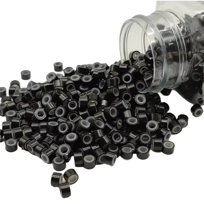 Silicone Micro Ring Beads Links 4.5mm Hair Extensions Stick Tip Metal Loop Hair Packaged in Bag