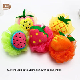 New Trend Cute Fruit Shape Bath Sponge Body Exfoliating Natural Bath Shower Mesh Sponge