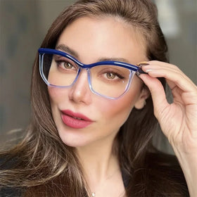 2024 Custom Logo New Eye Lens Frame Retro Casual Anti Blue Light Flat Mirror Women's Fashion Optical Irregular Eyewear