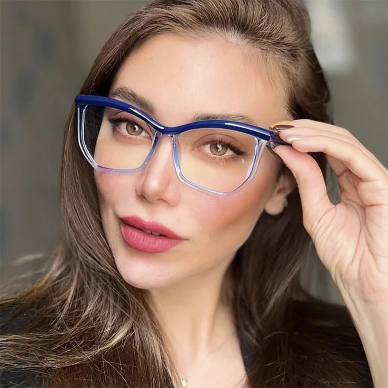 2024 Custom Logo New Eye Lens Frame Retro Casual Anti Blue Light Flat Mirror Women's Fashion Optical Irregular Eyewear