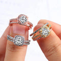 SC Hot Selling Fashion 3pcs Stacking Engagement Rings Set Women Luxury Shiny Three in One Round Oval Heart Zircon Wedding Rings