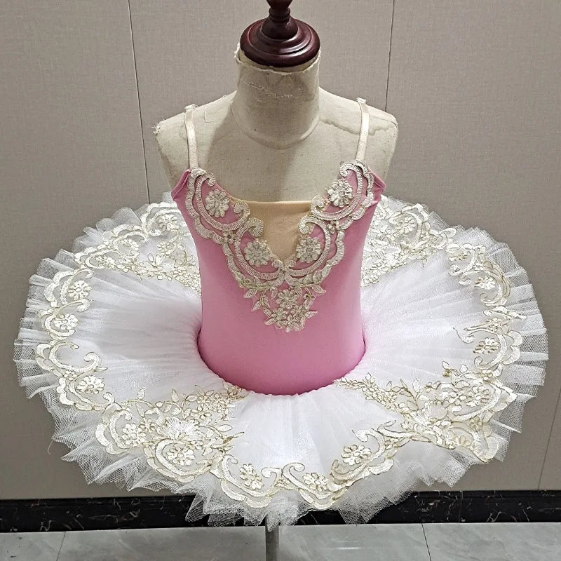 Children's Sequin Dress Halter Gauze Performance Ballet Dance Costume Cygnet