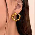 2024 Dazan New HOT 18k Gold Plated Hypoallergenic Stainless Steel Vintage Ball C Hoop Zircon Gothic Earrings for Women Party