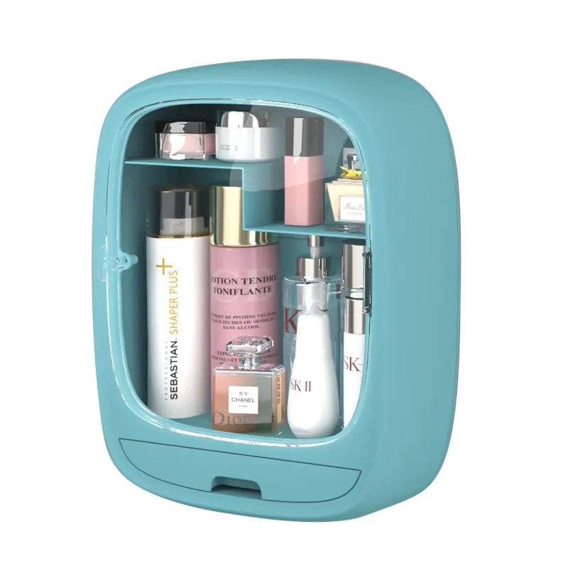Wall Mounted Perforated Free Bathroom Jewelry Storage Boxes Hanging Cosmetic Organizer Dustproof Waterproof Rack