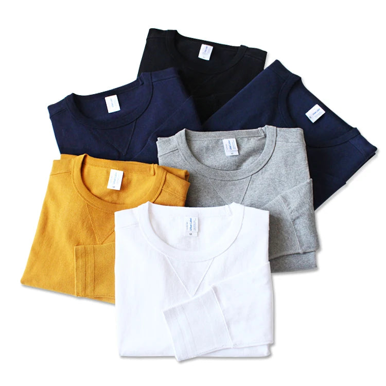 Custom Printed logo Thickening Men's Long-sleeved White Tshirt 100% Cotton
