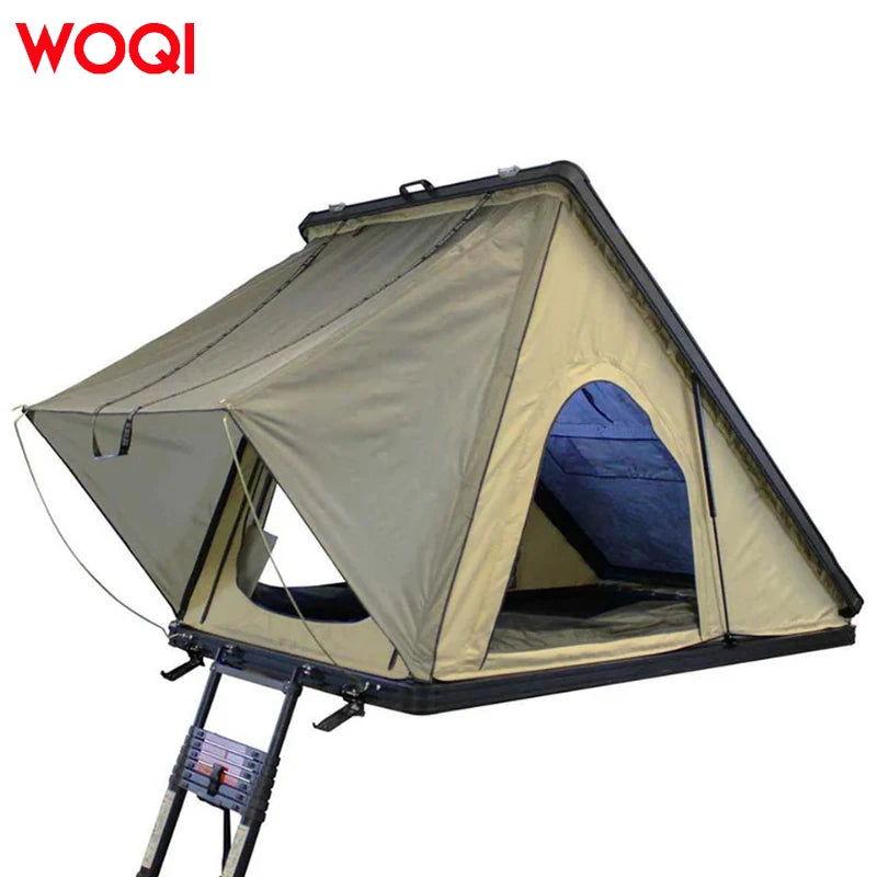 WOQI 4-5 Person Cotton Car Roof Top Tent Outdoor Waterproof Foldable Hard Shell Tent for Camping for Cars and Trucks