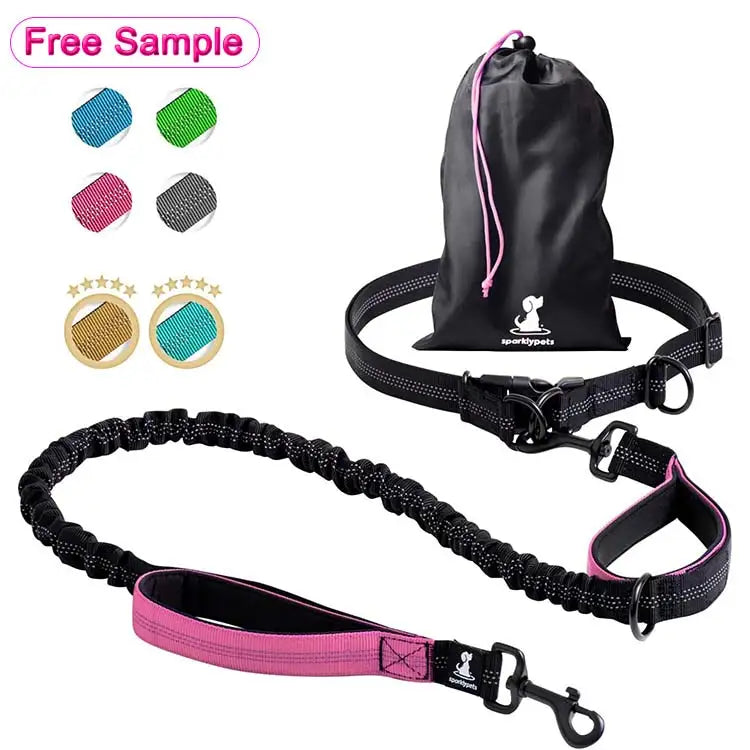 Luxury Nylon Dog Leash Small Medium Large Dual Padded Handles Durable Bungee Walking Jogging Running Hands Free Animal Ribbons
