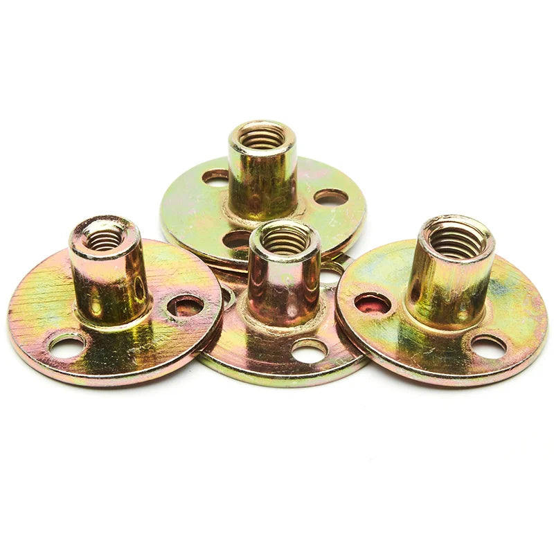 Carbon Steel Colour Zinc Holes Steel Brad Furniture Three Round Base T Nut
