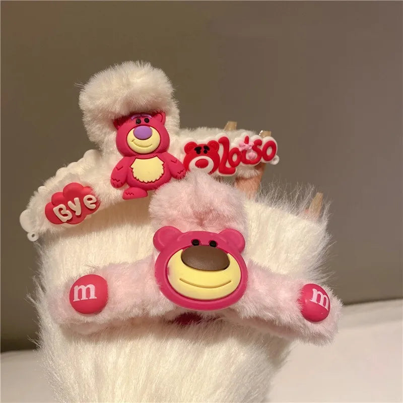 Hot Wholesale Large Cute Plush Strawberry Bear Hair Claw Clip Fashion Cartoon Autumn and Winter Sweet Girl Hair Clip Accessories