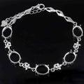 Sterling Silver 8*10mm Semi Mount Bracelet Blank Empty Support Mountain Setting S925 Base Holder Without Stone for DIY Inlay