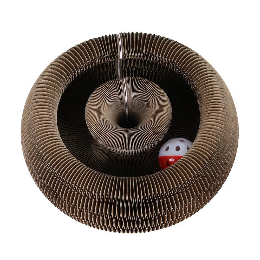 Pet Supplies Accordion Cat Scratch Board Corrugated Sounding Bell Ball New Cat Toy Turntable