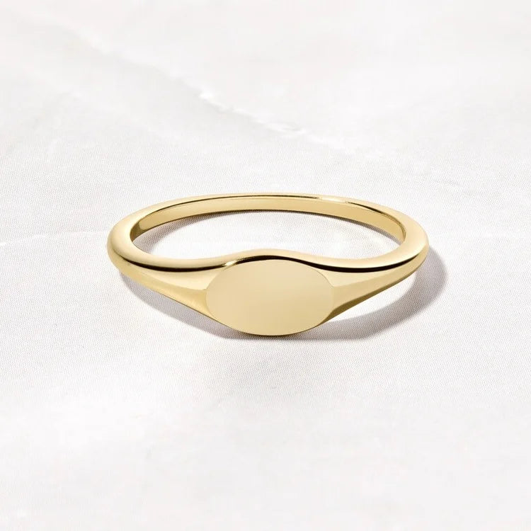 Factory Wholesale Personalized PVD Gold Plated 925 Sterling Silver Initial Letter Name Engraveable Blank Signet Ring for Women