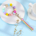 Random Colorful Silicone Keychain Wristlet Beads Color Silicone Bracelet Keychain Bangle Bag Car Decoration Pendant Wrist Straps
