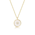 Factory Customized Trendy 14k Gold White Cz Round Enamel Name Plate Necklace Custom Jewelry Sterling Silver for Lady