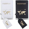 Wholesale Travel Portable Couple Passport Cover Cute Map PU Leather Passport Holder and Luggage Tag Set