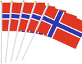 14x21cm Norway Hand Flag Polyester Fabric White Plastic Stick Gold Round Head Indoor Outdoor Festival Decor
