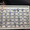 Dumortierite Natural Crystal 925 Silver Healing Stone Dumortierite Rings for Decoration