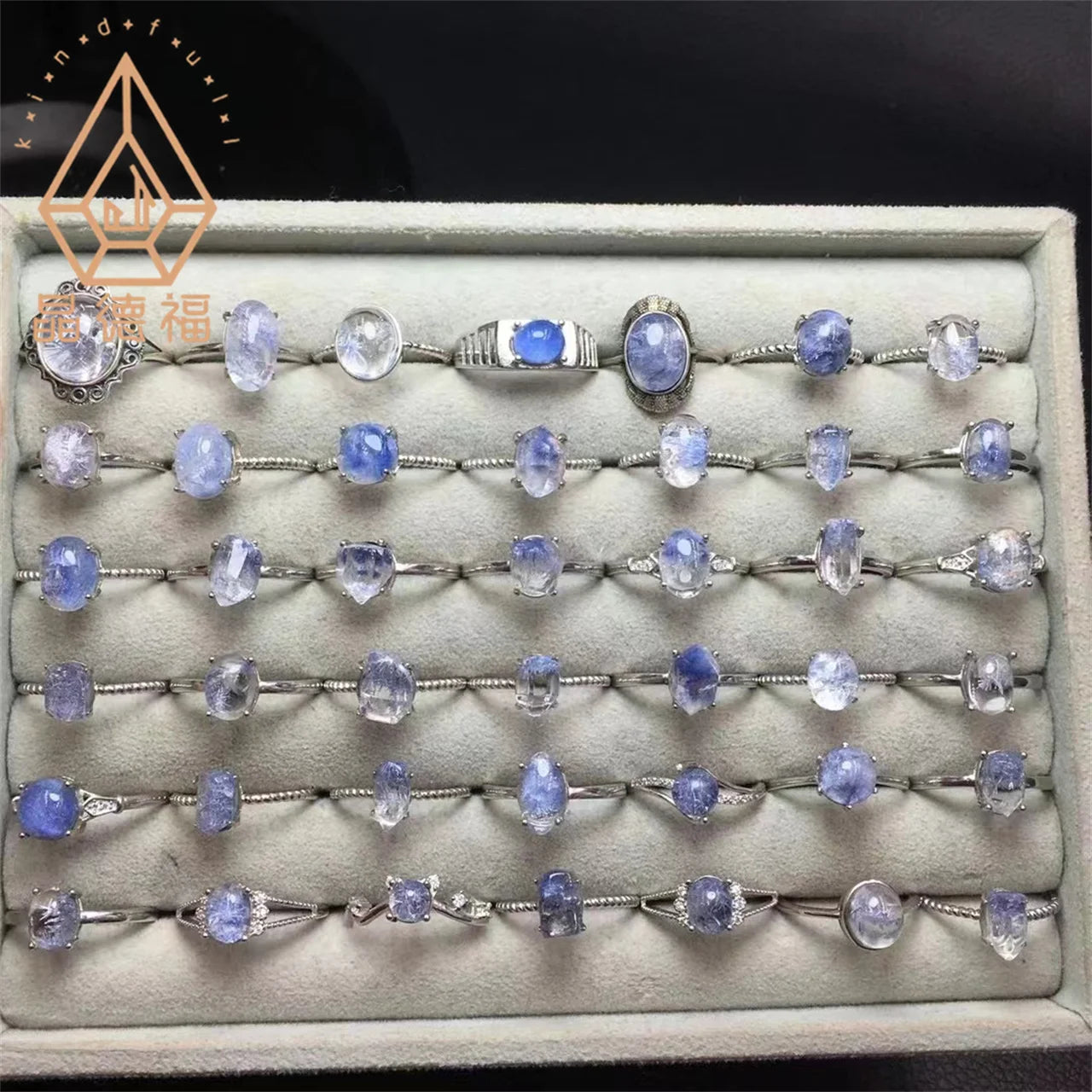 Dumortierite Natural Crystal 925 Silver Healing Stone Dumortierite Rings for Decoration