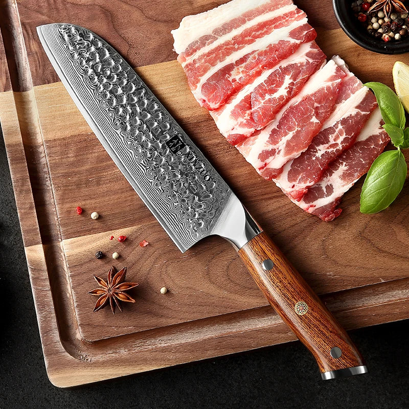 Hot Sale 7 Inch Japanese Damascus Steel Kitchen Santoku Knife