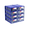 LEADLOONG F0 8Pcs Blue Color Plastic Mini Storage Box Stackable Tool Storage Bin Screw Crafts Sewing Jewelry Storage Organizer