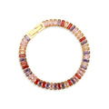 Chris April Fashion in Stock 316L Stainless Steel Bejeweled Natural Colorful Zircons Tennis Bracelets