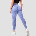 New High Yoga Pants Hollow Seamless Design Peach Buttocks Hip Lift Washed Frosted Tight Sports Pants-Made Spandex/Nylon Mid