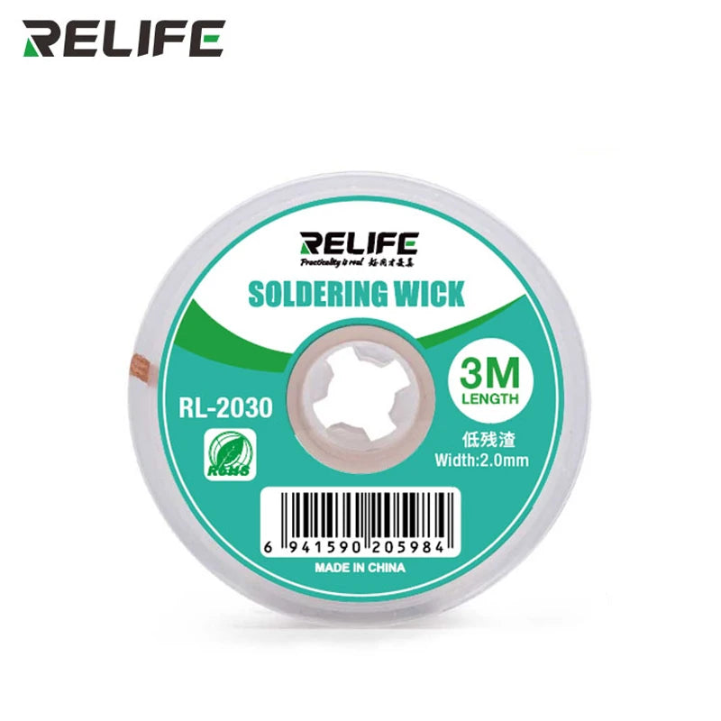 Relife RL-2030 Industrial Soldering Wire Wick Efficient Tin Removal Suction Soldering Tape Tool for Phone PCB BGA Circuit OEM