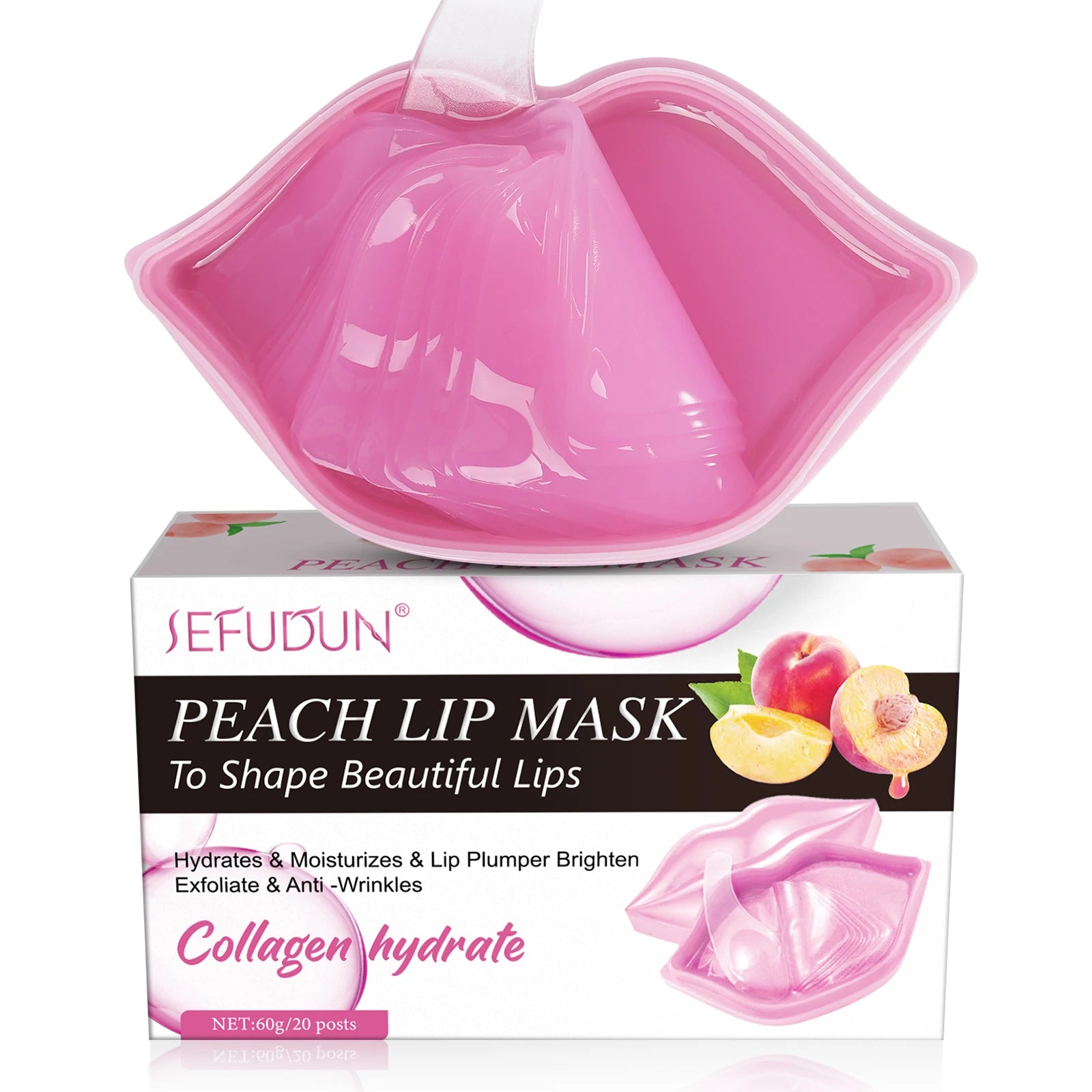 Sefudun Peach Flavor Pink Lip Mask Private Label Organic Moisturizing Hydrating Plumper Collagen Lip Sleeping Mask