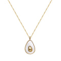 Qiuhan OEM Fashion Cute Fruit Avocado Charm Pendant Necklace White Shell 18K Gold Plated Waterproof Jewelry