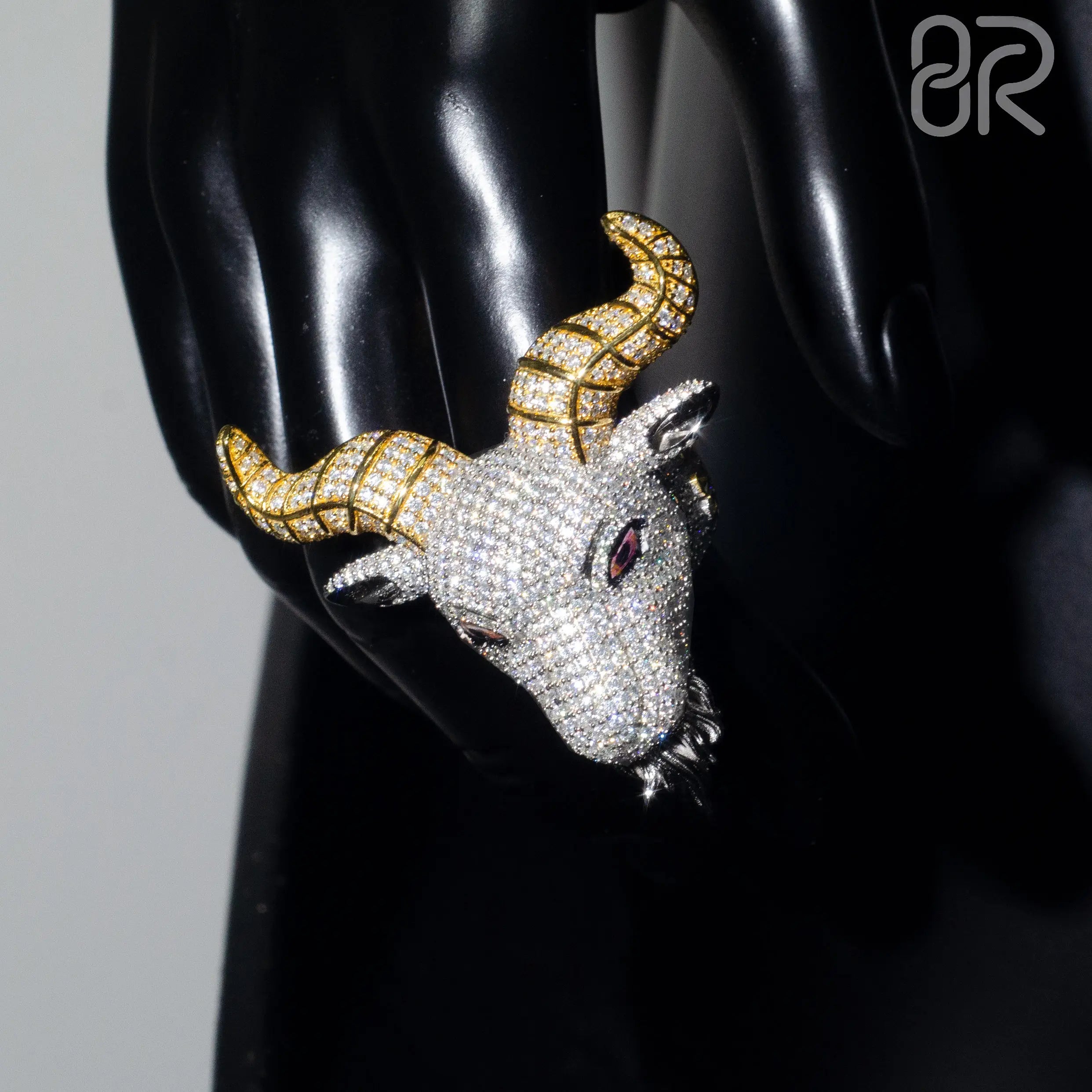 Custom Pass Diamond Tester Hip Hop VVS Moissanite Stereoscopic 3D Goat Ring Iced Out 925 Silver Logo Ring Men Fine Jewelry Ring
