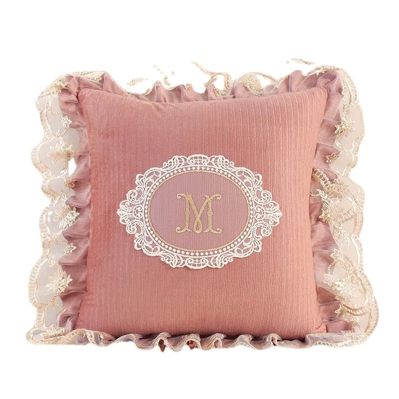 European Lace Embroidered Car Throw Pillow Covers Living Room Sofa Lace Embroidered Cushion Covers for Home Decor