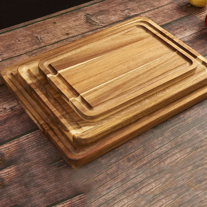 Rectangle Charcuterie Boards Wooden Trays for Cheese Large Acacia Wood Chopping Board with Juice groove