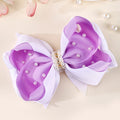 CN Big Sweet Grosgrain Ribbon Fashion Hair Bow Candy Color Bows Layer Rhinestone Pearl Hair Clip for Kids Girls 4 Colors Gift