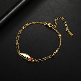 Palestine Double Layers Beads Chain Bracelets for Women Stainless Steel Jewelry Charm Bracelet Gift Hot Sale