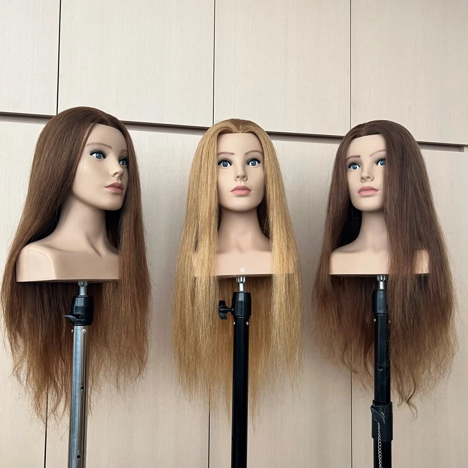 Very Long Human Hair Mannequin Head with Shoulder Bride Cosmetology Hairdressing Training Head Manikin Doll Head Hair Mannequins