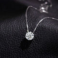 RisingMoon Shinny Jewelry 925 Sterling Silver Crystal Necklace Geometric Cubic Round Pendant Necklace