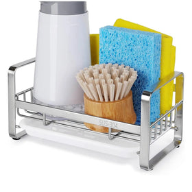 Sink Organizer Sundries Storage Shelf Drain Rack Sink Caddy Countertop Wall-mounted Soap Dish Dispenser Sponge Holder With Tray