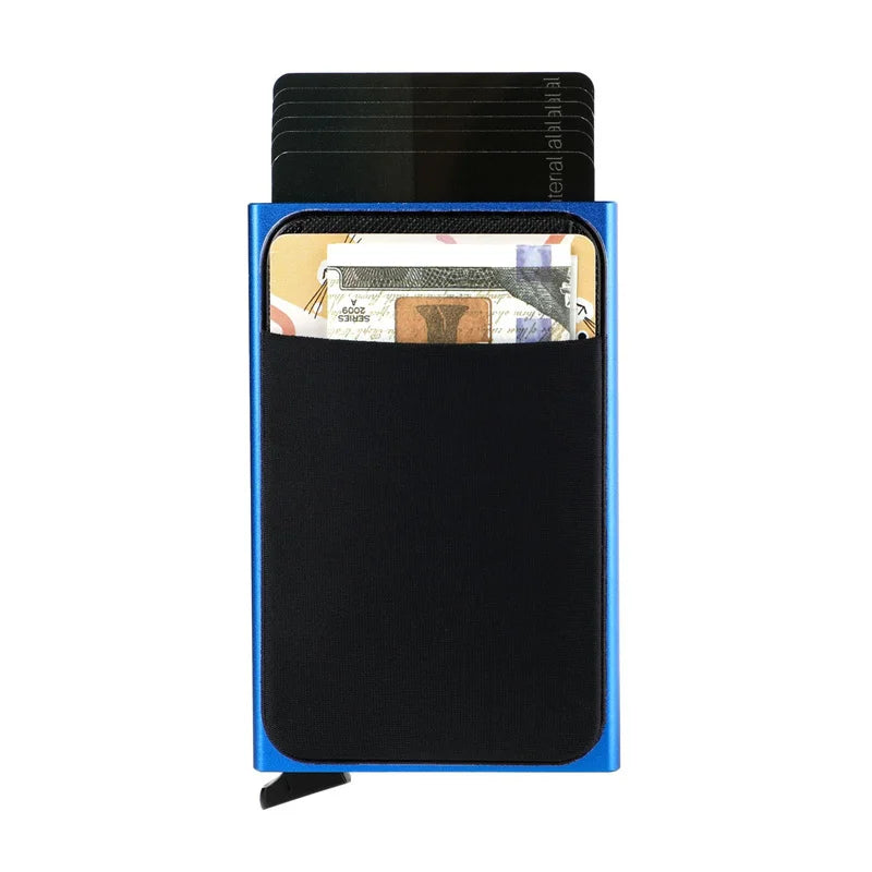 Mini RFID Blocking Aluminum Wallet Slim ID Credit Card Holder with Pop-up Bank Card Case for Business Cards