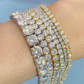 Fashion Unisex Jewelry Real Gold 10K 14K Diamond Tennis Chain 3mm Chain Bracelet Charm Lab Created Diamond Tennis Bracelet Men