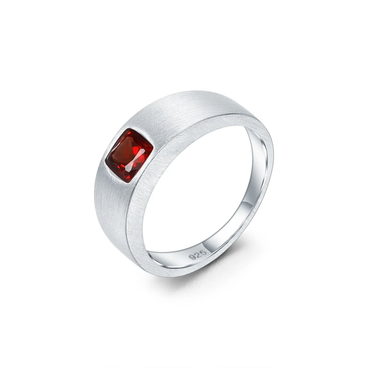 Abiding Simple Design Natural Garnet Rings Jewelry 925 Sterling Silver Band Ring for Men and Women Daily Wear MegaBDM