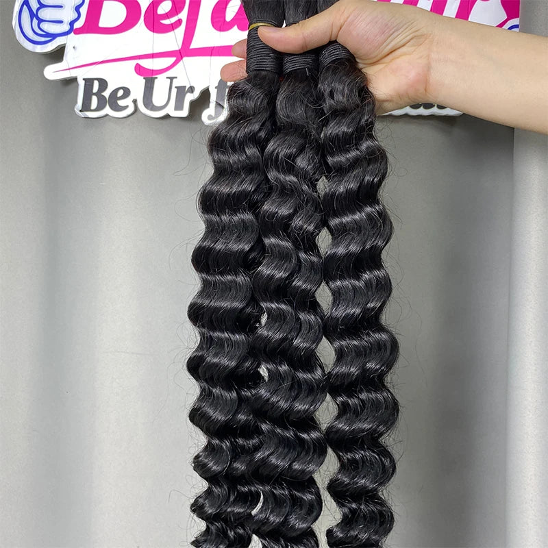 Raw Cambodian Bulk Virgin Human Hair Loose Deep Wave Italian Curl Bulk Braiding for Braiding