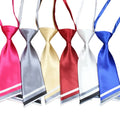 Adjustable Strap Satin Pre-Tied Bowtie for Women Shinny Striped Polyester Tie for Ladies Uniforms
