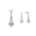 QX Custom OEM Women Luxury 925 Sterling Silver Rhomboid Earring Necklaces Fine Cubic Zirconia Jewelry Jewelry Set Woman Gift