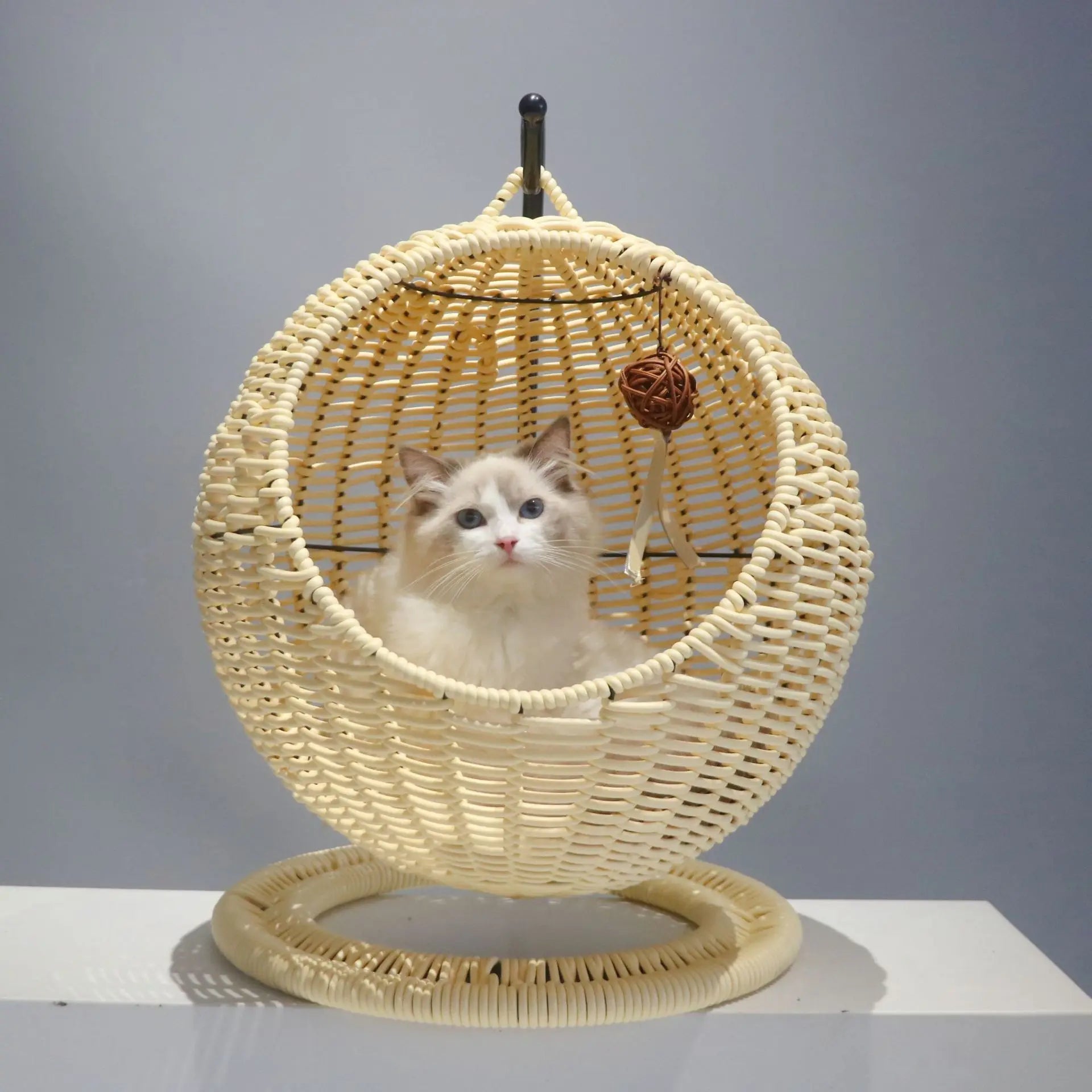 ZMaker Wholesale Eco Friendly Comfortable Cat Furniture Raised Hanging Rattan Cat Pet Beds Cat Hammock