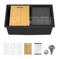 Sarlai Group 28"x19" Quartz Composite  with Ledge Workstation Cutting Board Undermount Black 28 Granite Kitchen Sink