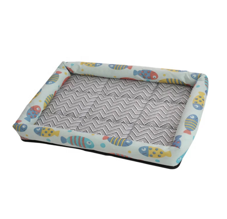 Stylish Cooling Dog Crate Bed Mat Hot Sale Ice Silk Fabric for Pet Comfort for Dog Sleeping